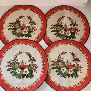 Vintage Scandinavian Christmas Round Placemats Set Of 4 Traditional Jute Rustic